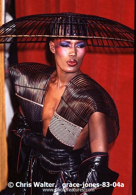 Photo of Grace Jones for media use , reference; grace-jones-83-04a,www.photofeatures.com