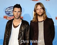 Adam Levine and James Valentine of Maroon 5 at the American Idol - Idol Gives Back show at the Kodak Theatre, April 6th 2008.<br>Photo by Chris Walter/Photofeatures