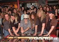 Iron Maiden inducted into Hollywood Rockwalk at Guitar Center on Sunset Blvd in Hollywood, August 19th 2005. l-r Dave Murray,Nicko McBrain, Bruce Dickinson, Steve Harris, Janick Gers and Adrian Smith. Photo by Chris Walter/Photofeatures.