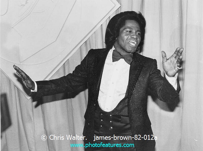 Photo of James Brown for media use , reference; james-brown-82-012a,www.photofeatures.com