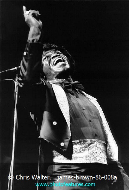 Photo of James Brown for media use , reference; james-brown-86-008a,www.photofeatures.com