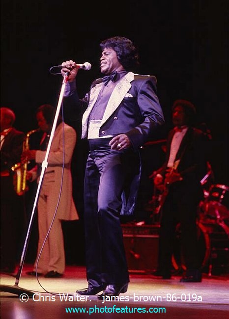 Photo of James Brown for media use , reference; james-brown-86-019a,www.photofeatures.com