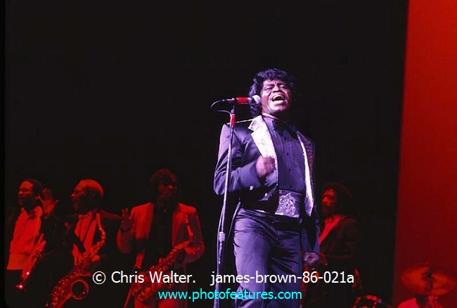 Photo of James Brown for media use , reference; james-brown-86-021a,www.photofeatures.com