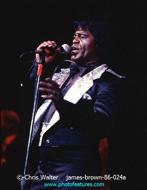 Photo of James Brown for media use , reference; james-brown-86-024a,www.photofeatures.com