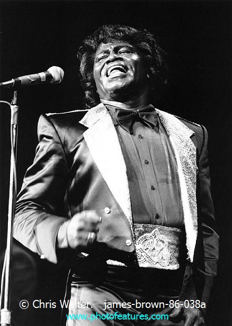 Photo of James Brown for media use , reference; james-brown-86-038a,www.photofeatures.com
