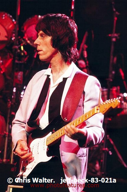 Photo of Jeff Beck for media use , reference; jeff-beck-83-021a,www.photofeatures.com