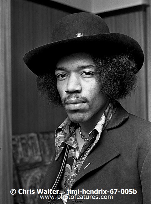 Photo of Jimi Hendrix for media use , reference; jimi-hendrix-67-005b,www.photofeatures.com