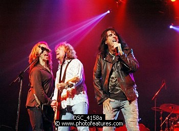 Photo of Jack Blades, Tommy Shaw and Alice Cooper<br>at Don Felder and friends Rock Cerritos for Katrina<br>at Cerritos Center For The Performing Arts, February 1st 2006.<br>Photo by Chris Walter/Photofeatures , reference; DSC_4158a