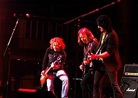 Photo of Jack Blades, Tommy Shaw and Gilby Clarke<br>at Don Felder and friends Rock Cerritos for Katrina