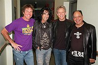 Photo of Actor Dennis Quaid, Alice Cooper, Don Felder (Eagles) and Cheech Marin of Cheech and Chong at Don Felder and friends Rock Cerritos for Katrina at Cerritos Center For The Performing Arts, February 1st 2006.<br>Photo by Chris Walter/Photofeatures