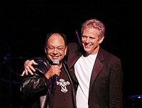Photo of Cheech Marin and Don Felder (Eagles) at Don Felder and friends Rock Cerritos for Katrina<br>at Cerritos Center For The Performing Arts, February 1st 2006.<br>Photo by Chris Walter/Photofeatures
