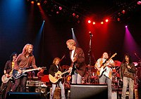 Photo of Gilby Clarke, Tommy Shaw, Jack Blades, Don Felder, Stephen Stills and Alice Cooper<br>at Don Felder and friends Rock Cerritos for Katrina