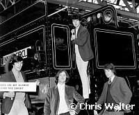 Kinks 1965 Mick Avory, Dave Davies, Pete Quaife and Ray Davies at the London Transport Museum.