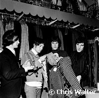 Kinks 1966 Dave Davies, Pete Quaife,Ray Davies and Mick Avory in Carmaby Street after release of Dedicated Follower Of Fashion.