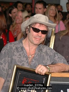 Photo of Bruce Dickinson of Iron Maiden inducted into Hollywood Rockwalk at Guitar Center on Sunset Blvd in Hollywood, August 19th 2005. Photo by Chris Walter/Photofeatures. , reference; maiden_8339a