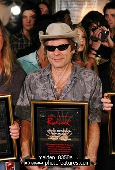 Photo of Bruce Dickinson of Iron Maiden inducted into Hollywood Rockwalk at Guitar Center on Sunset Blvd in Hollywood, August 19th 2005. Photo by Chris Walter/Photofeatures. , reference; maiden_8358a