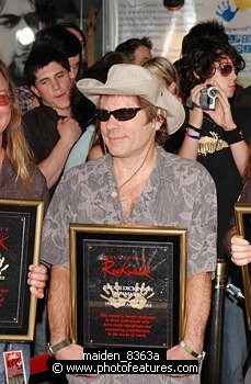 Photo of Bruce Dickinson of Iron Maiden inducted into Hollywood Rockwalk at Guitar Center on Sunset Blvd in Hollywood, August 19th 2005. Photo by Chris Walter/Photofeatures. , reference; maiden_8363a