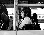 Photo of The Beatles 1967 John Lennon on the Magical Mystery Tour bus.<br>© Chris Walter<br>