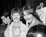Photo of Beatles 1967 Ringo Starr and George Harrison at Our World global TV show where they performed All You Need Is Love from Abbey Road