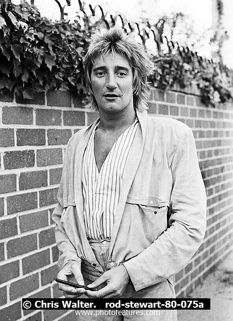 Photo of Rod Stewart for media use , reference; rod-stewart-80-075a,www.photofeatures.com