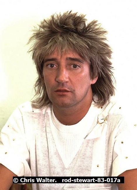 Photo of Rod Stewart for media use , reference; rod-stewart-83-017a,www.photofeatures.com
