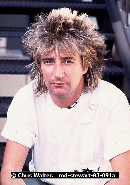 Photo of Rod Stewart for media use , reference; rod-stewart-83-091a,www.photofeatures.com