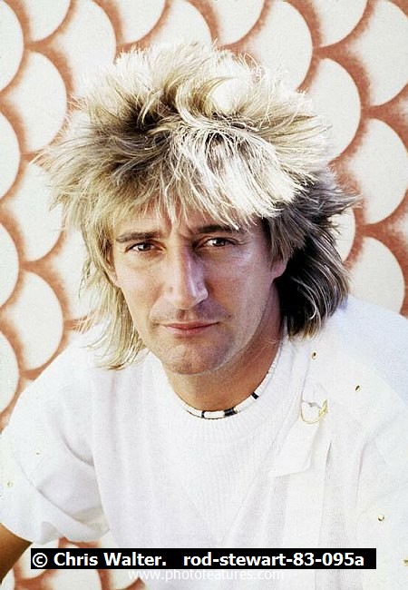 Photo of Rod Stewart for media use , reference; rod-stewart-83-095a,www.photofeatures.com