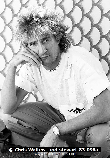 Photo of Rod Stewart for media use , reference; rod-stewart-83-096a,www.photofeatures.com