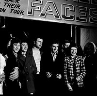Small Faces 1965 Kenney Jones, Steve Marriott, actor Kenneth Cope, Jimmy Winston and Ronnie Lane at Premiere of their film Dateline Diamonds