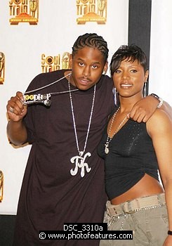 Photo of J-Kwon and Ebony Eyez<br><br>at the 2005 Soul Train Awards at Paramount Studios in Hollywood, February 28th 2005. Photo by Chris Walter / Photofeatures , reference; DSC_3310a