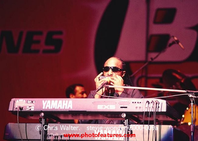 Photo of Stevie Wonder for media use , reference; stevie-wonder-2000-009a,www.photofeatures.com