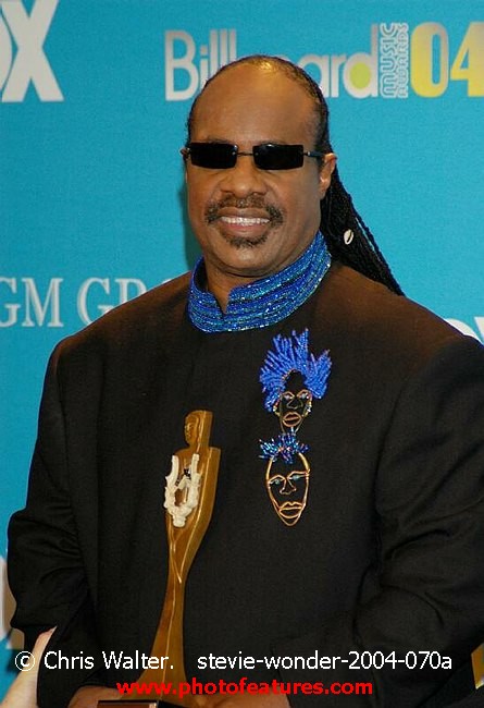 Photo of Stevie Wonder for media use , reference; stevie-wonder-2004-070a,www.photofeatures.com