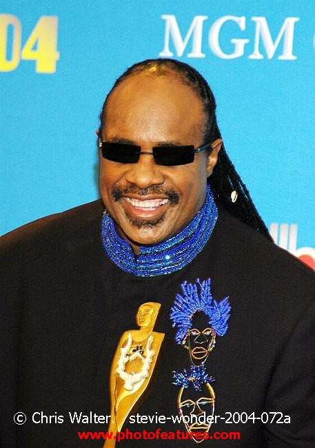 Photo of Stevie Wonder for media use , reference; stevie-wonder-2004-072a,www.photofeatures.com