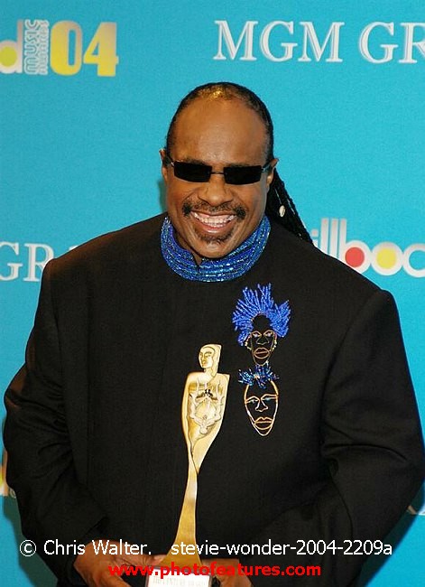 Photo of Stevie Wonder for media use , reference; stevie-wonder-2004-2209a,www.photofeatures.com