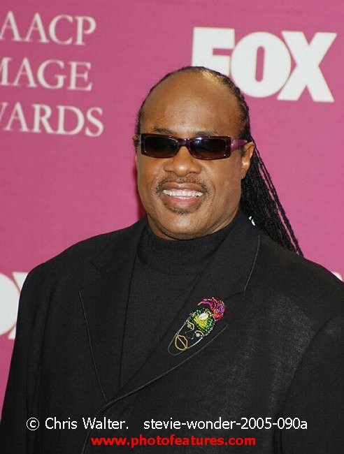 Photo of Stevie Wonder for media use , reference; stevie-wonder-2005-090a,www.photofeatures.com