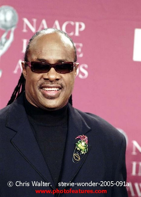 Photo of Stevie Wonder for media use , reference; stevie-wonder-2005-091a,www.photofeatures.com