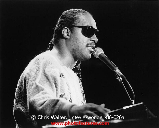 Photo of Stevie Wonder for media use , reference; stevie-wonder-86-026a,www.photofeatures.com