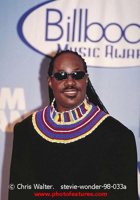Photo of Stevie Wonder for media use , reference; stevie-wonder-98-033a,www.photofeatures.com