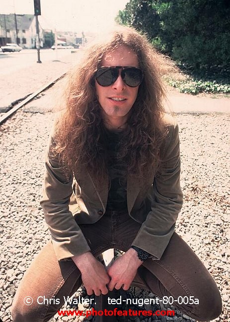 Photo of Ted Nugent for media use , reference; ted-nugent-80-005a,www.photofeatures.com