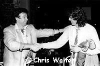 The Firm 1985 Paul Rodgers and Jimmy Page at release party foe Willie and the Poor Boys<br> Photofeatures<br>