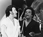 Photo of BRUCE SPRINGSTEEN and Gary US Bonds at No Nukes show at Hollywood Bowl 1981<br> Chris Walter<br>Photofeatures International
