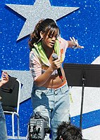 Photo of Rihanna performs at the NFL Opening Kickoff 2005 at the Los Angeles Coliseum