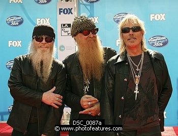 Photo of ZZ Top Dusty Hill, Billy Gibbons and Frank Beard at the American Idol Season 7 Grand Finale on May 21, 2008 at Nokia Theatre in Los Angeles.<br>Photo by Chris Walter/Photofeatures , reference; DSC_0087a