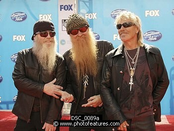 Photo of ZZ Top Dusty Hill, Billy Gibbons and Frank Beard at the American Idol Season 7 Grand Finale on May 21, 2008 at Nokia Theatre in Los Angeles.<br>Photo by Chris Walter/Photofeatures , reference; DSC_0089a