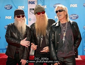 Photo of ZZ Top Dusty Hill, Billy Gibbons and Frank Beard at the American Idol Season 7 Grand Finale on May 21, 2008 at Nokia Theatre in Los Angeles.<br>Photo by Chris Walter/Photofeatures , reference; DSC_0090a