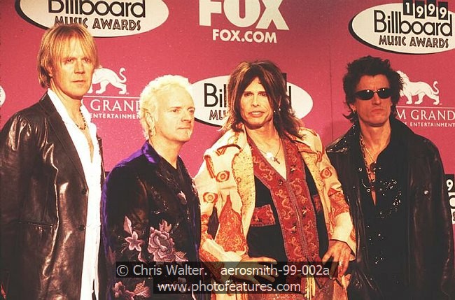 Photo of Aerosmith for media use , reference; aerosmith-99-002a,www.photofeatures.com