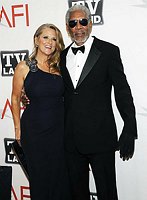 Photo of Lori McCreary and Morgan Freeman arrive at AFI's 39th Annual Achievement Award Honoring Morgan Freeman at Sony Studios on June 9,2011 at Culver City, California.