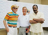 Photo of Glen Campbell, Pat Boone and Fred Williamson at the 9th Alice Cooper Golf Tournament in Scottsdale to benefit his Solid Rock Foundation Charity, May 2nd 2005. phoo by Chris walter/Photofeatures.