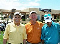 Photo of Dennis Hopper, Dan Quayle and Alice Cooper at the 9th Alice Cooper Golf Tournament in Scottsdale to benefit his Solid Rock Foundation Charity, May 2nd 2005. phoo by Chris walter/Photofeatures.