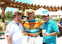 Photo of Glen Campbell, Alice Cooper and guest at the 9th Alice Cooper Golf Tournament in Scottsdale to benefit his Solid Rock Foundation Charity, May 2nd 2005. phoo by Chris walter/Photofeatures.